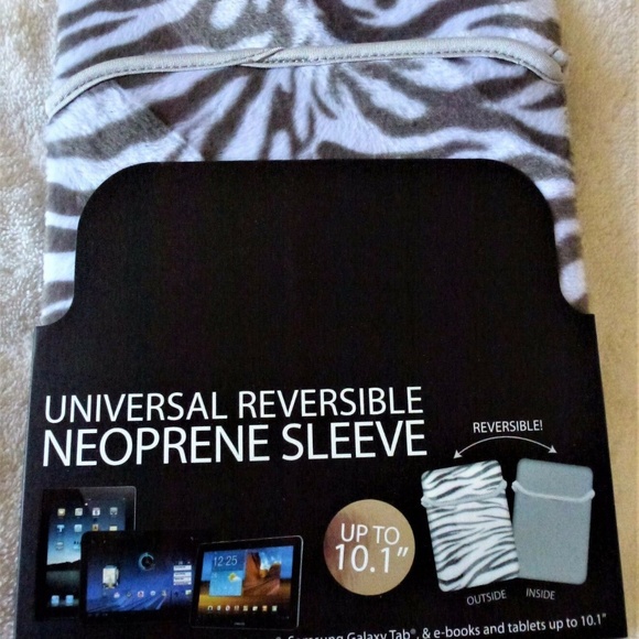 HYPE Gray White Zebra Print NEOPRENE Tablet Sleeve For Tablet / Notebook NEW - Picture 1 of 3